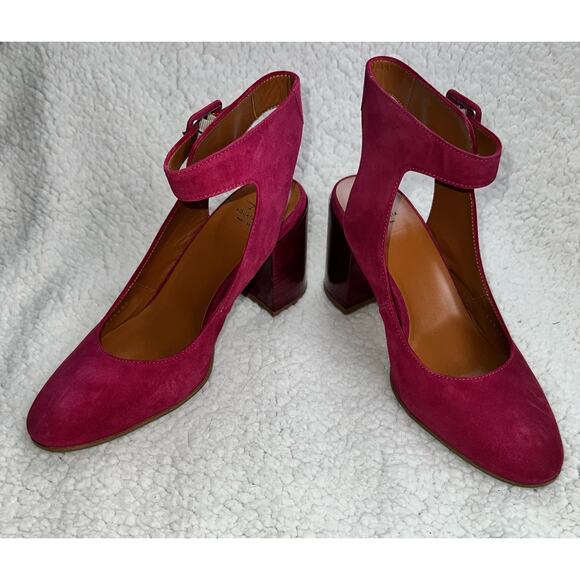 Aquatalia Chunky Heel Suede Mary Janes - maroon - size 8.5 - L1 - Picture 10 of 10